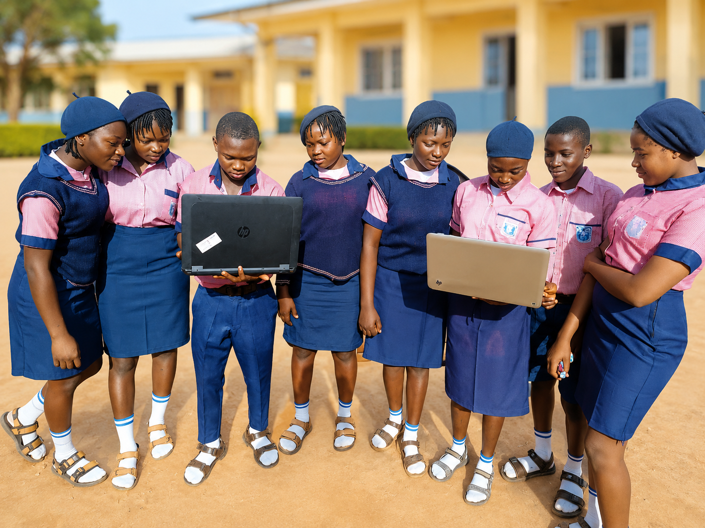 Few Selected Students Using Laptops